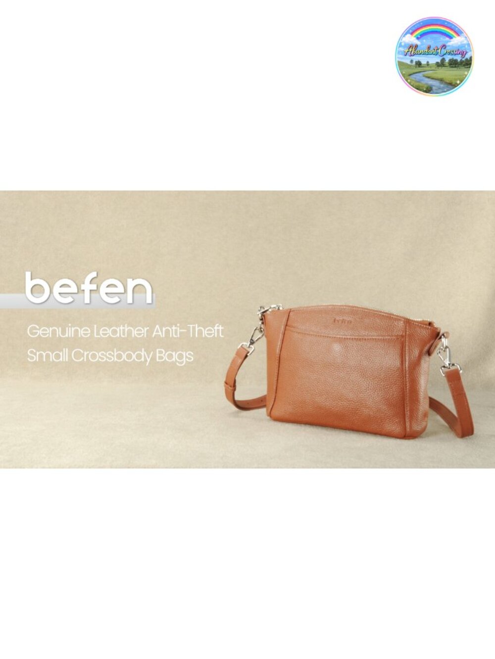 Genuine Leather Anti-Theft Small Crossbody Bag RFID Travel Purse - Picture 6 of 6